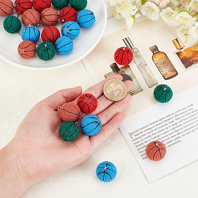 24Pcs 4 Colors Opaque Resin Pendants RESI-GA0001-13-1