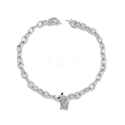 Brass Cable Chain M Charm Bracelet Making KK-U020-11P-1