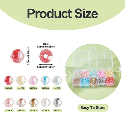 1420Pcs 10 Colors Glass Seed Beads SEED-TA0001-53-1