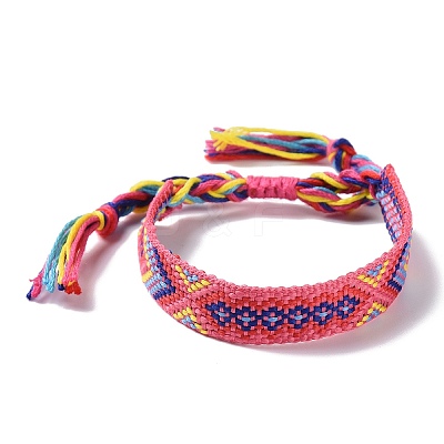 Polyester-cotton Braided Rhombus Pattern Cord Bracelet FIND-PW0013-001A-09-1