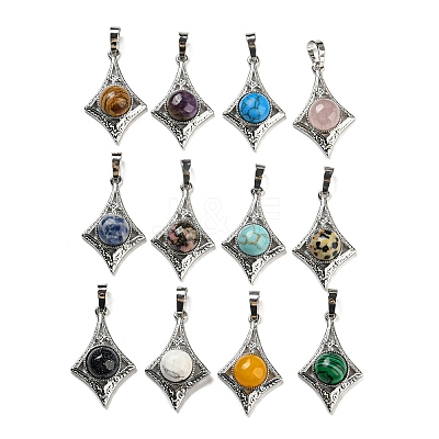 Natural & Synthetic Mixed Gemstone Pendants G-P517-03P-1