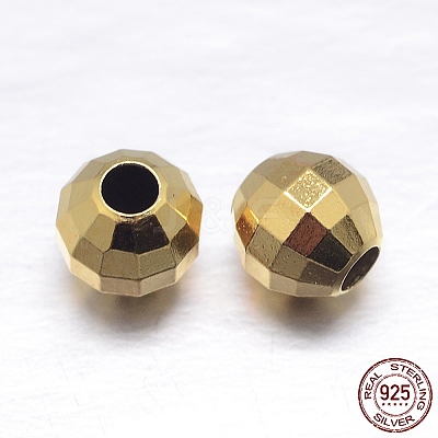 Faceted Round 925 Sterling Silver Spacer Beads STER-M103-03-5mm-G-1