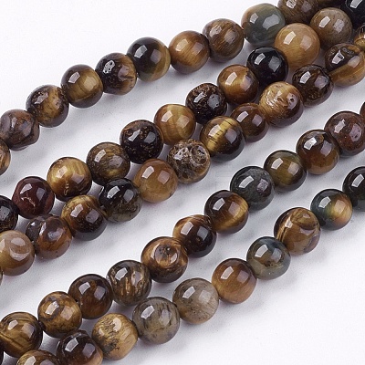 Natural Tiger Eye Round Bead Strands G-R200-6mm-1