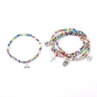 Charm Stretch Bracelets BJEW-JB05975-1