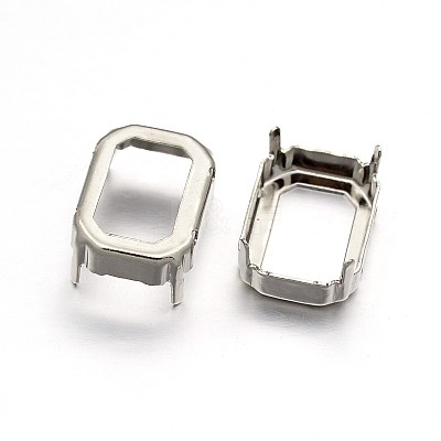 Rectangle Octagon Brass Sew on Prong Settings KK-N0084-A04-13x18-1
