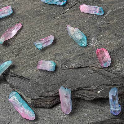 3Pcs Electroplate Natural Quartz Crystal Beads Strands G-FS0001-66-1