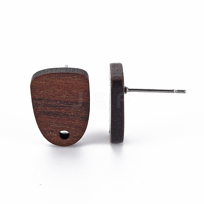 Walnut Wood Stud Earring Findings WOOD-S054-46-1