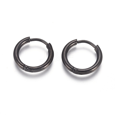 304 Stainless Steel Huggie Hoop Earrings EJEW-F111A-14mm-B-1