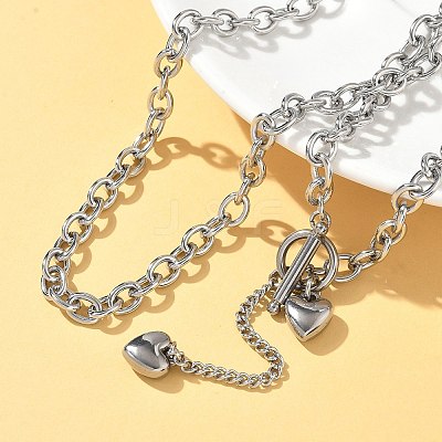 304 Stainless Steel Toggle Heart Y Necklaces for Women NJEW-M101-04P-1
