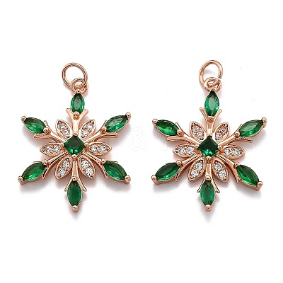Brass Cubic Zirconia Pendants ZIRC-O044-02G-RG-1
