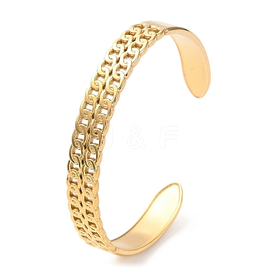 304 Stainless Steel Curb Chains Shape Cuff Bangles BJEW-F457-21G-1