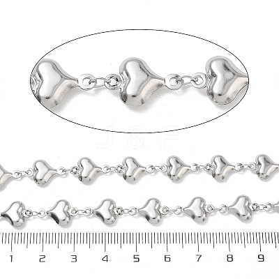 304 Stainless Steel Heart Link Chains CHS-N009-01B-P-1