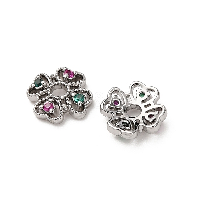 Brass Cubic Zirconia Bead Caps ZIRC-L105-03A-P-1
