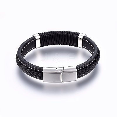 Leather Cord Bracelets BJEW-E345-09P-1
