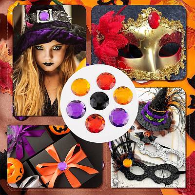 48Pcs 4 Styles Halloween Self-Adhesive Acrylic Rhinestone Stickers STIC-FG0001-06-1