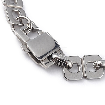 Non-Tarnish 304 Stainless Steel Oval & Rectangle Link Chain Bracelet for Men Women BJEW-G669-24P-1