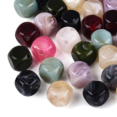 Two Tone Opaque Acrylic Beads OACR-Q205-03-1