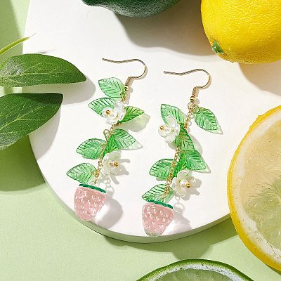 Acrylic 304 Stainless Steel Dangle Earrings EJEW-JE05735-04-1