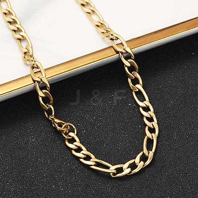 Fashionable 304 Stainless Steel Figaro Chain Necklaces for Men LS-STAS-A028-N017G-1
