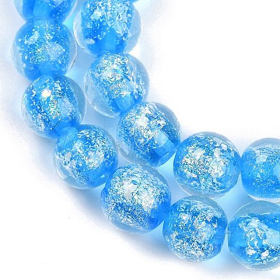 Handmade Gold Foil Lampwork Beads Strands LAMP-Q002-01C-1