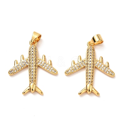 Brass Micro Pave Clear Cubic Zirconia Pendants KK-G399-26-1