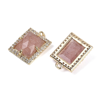 Natural Strawberry Quartz Faceted Rectangle Pendants G-I375-05G-06-1