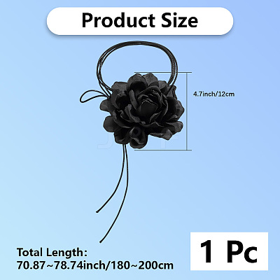 1Pc Retro Cloth Rose Flower Waxed Cord Wrap Choker Necklaces for Women NJEW-CP0001-05A-1