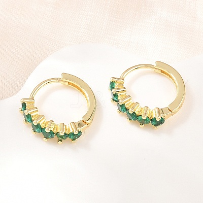 Brass Micro Pave Cubic Zirconia Hoop Earrings EJEW-P346-09G-01-1