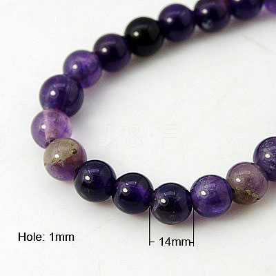 Natural Amethyst Beads Strands G-G099-14mm-1-1