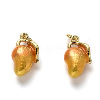 Brass Enamel Pendants KK-B028-15G-1