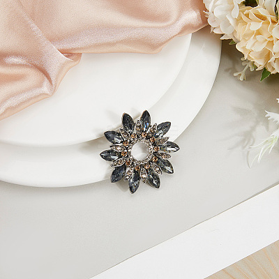 Flower Alloy Rhinestone Brooches for Backpack Clothes JEWB-WH20011-02B-1