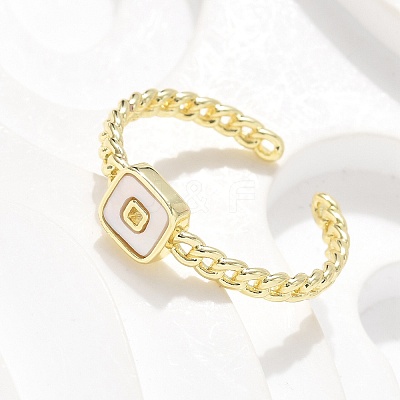 Brass Shell Cuff Rings for Women RJEW-C126-01G-1