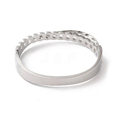 Non-Tarnish Cross 304 Stainless Steel Hollow Hinged Bangles for Women BJEW-I315-19P-1