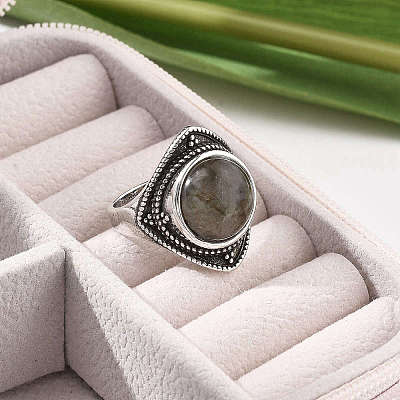 Natural Labradorite Adjustable Rings G-P560-03AS-05-1
