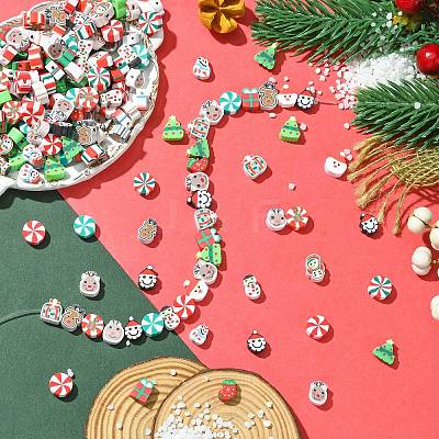 200Pcs Christmas Themes Handmade Polymer Clay Beads CLAY-CJ0001-95-1