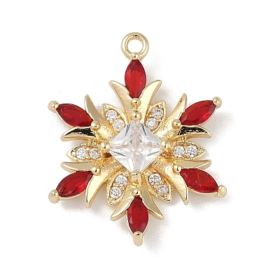 Christmas Theme Brass Micro Pave Cubic Zirconia Pendants X-KK-Z065-01-01G-1
