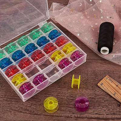 2 Boxes 25 Compartments Polypropylene(PP) Plastic Sewing Machine Bobbins with Storage Case CON-SZ0001-17-1
