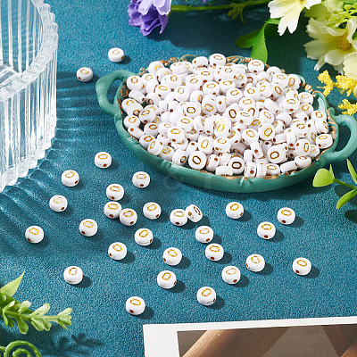 500Pcs Plating Acrylic Beads PACR-TADJ0001-01O-1