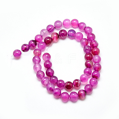 Natural Striped Agate/Banded Agate Beads Strands G-R003-01-1