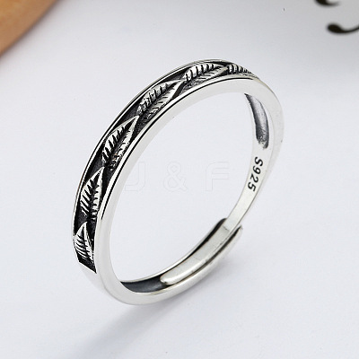 Leaf 925 Sterling Silver Adjustable Finger Rings FS-WG9DE26-01-1
