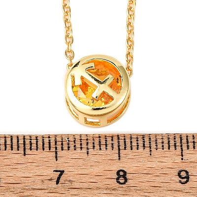 Brass Pave Cubic Zirconia Birth Stone Constellation Pendant Cable Chain Necklaces NJEW-D334-01G-04-1