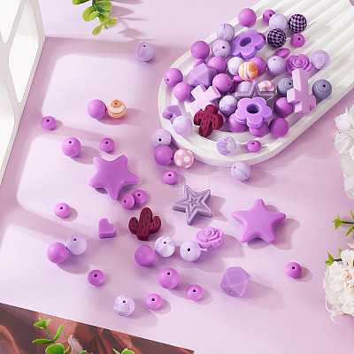 92Pcs Transparent Silicone Focal Beads SIL-TA0002-85C-1