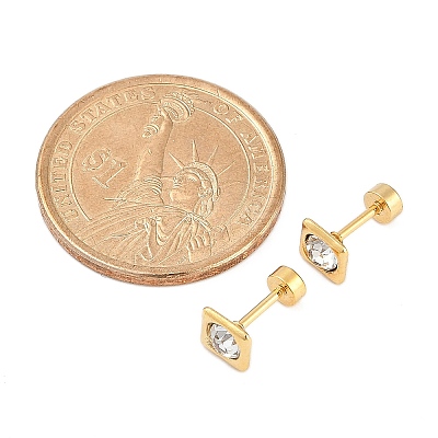 Square Crystal Rhinestone Ear Fake Plugs EJEW-H105-21G-A-1