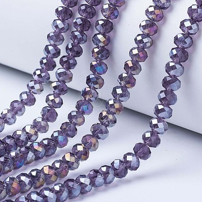 Electroplate Glass Beads Strands X-EGLA-A034-T4mm-B13-1