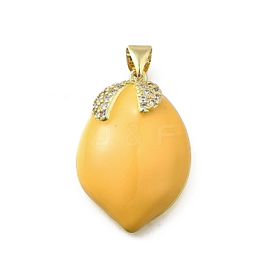 Brass Micro Pave Cubic Zirconia with Enamel Pendants KK-Q066-20G-1