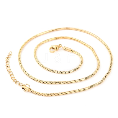 201 Stainless Steel Round Snake Chain Necklaces for Women NJEW-G140-06D-G-1-1