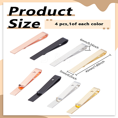 4Pcs 4 Colors Brass Collar Tie Clips for Men AJEW-LP0010-94-1