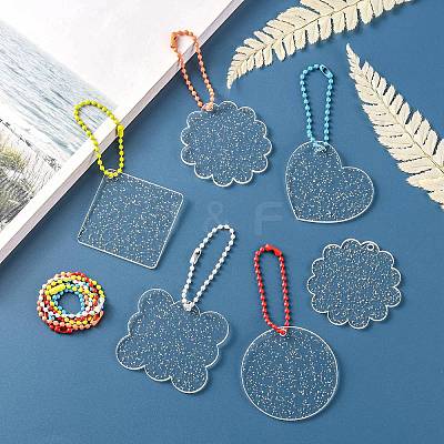 40Pcs 10 Style Acrylic Transparent Blank Pendants with Glitter DIY-CJC0002-013-1