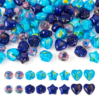 80Pcs 8 Styles Millefiori Glass Beads Strands GLAA-TA0003-43B-1