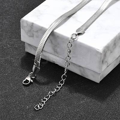 Non-Tarnish 201 Stainless Steel Herringbone Chain Necklaces X-NJEW-M187-06P-1